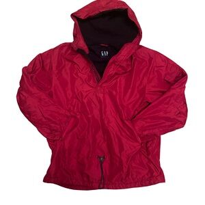 GAP Y2K Fleece Lined Red Hooded Anorak